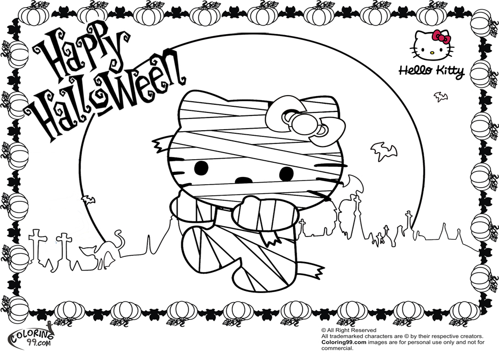 Hello kitty halloween coloring pages team colors