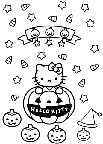 Hello kitty halloween coloring page free printable coloring pages