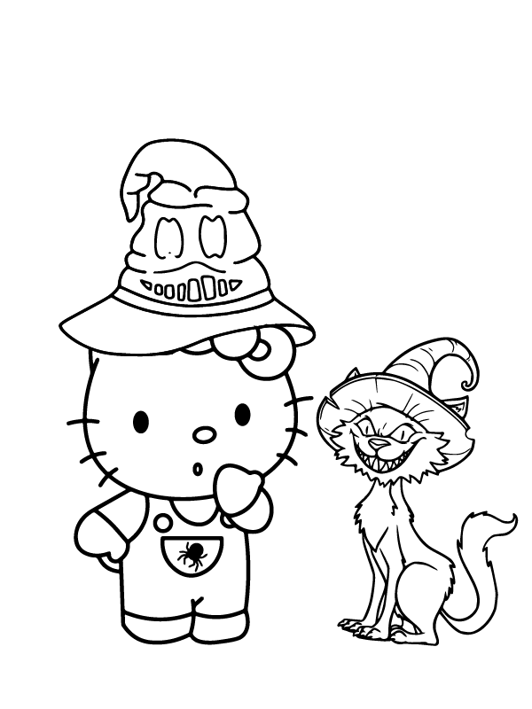 Hello kitty halloween coloring pages printable for free download