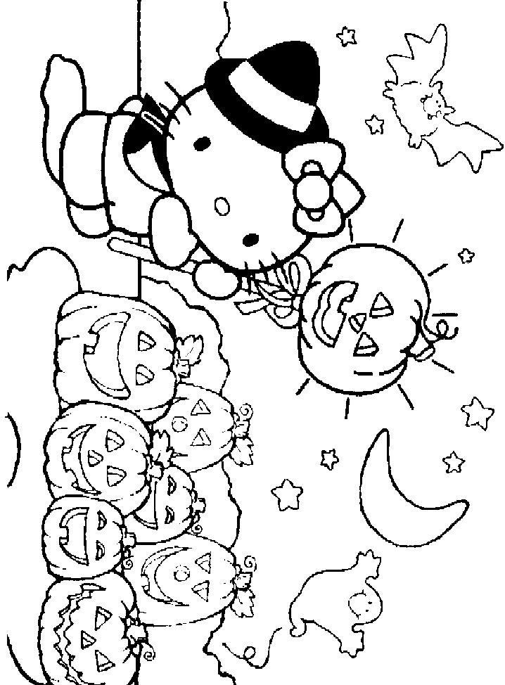 Hello kitty halloween coloring pages