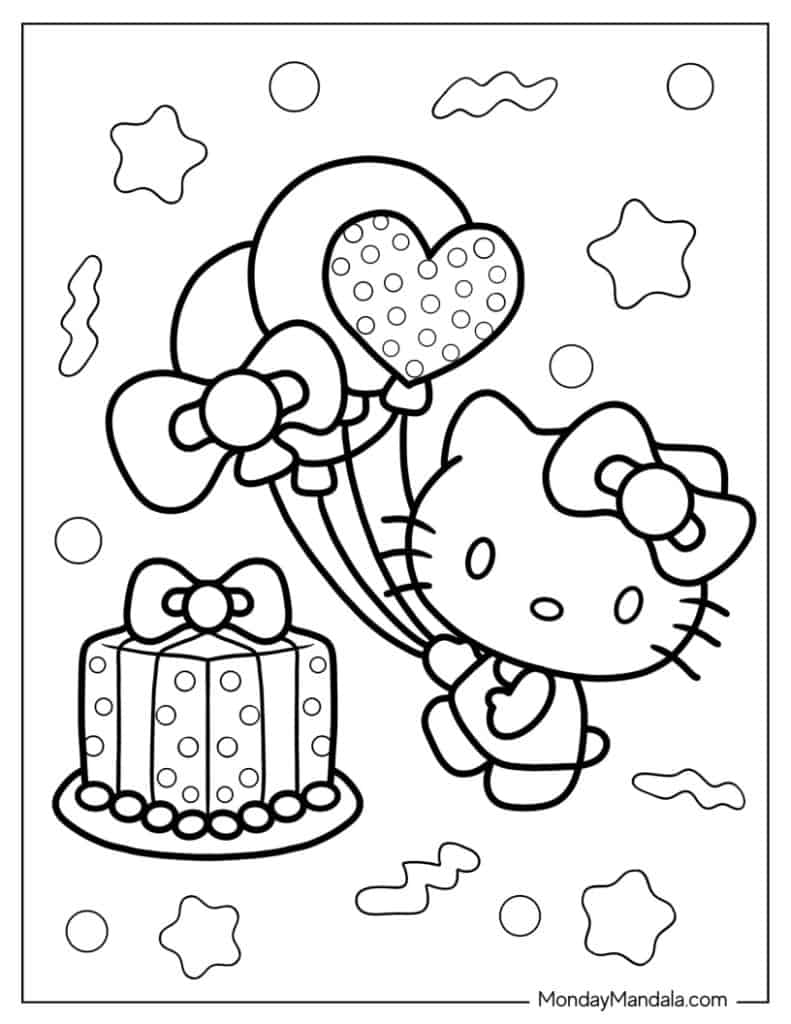 Hello kitty coloring pages free pdf printables