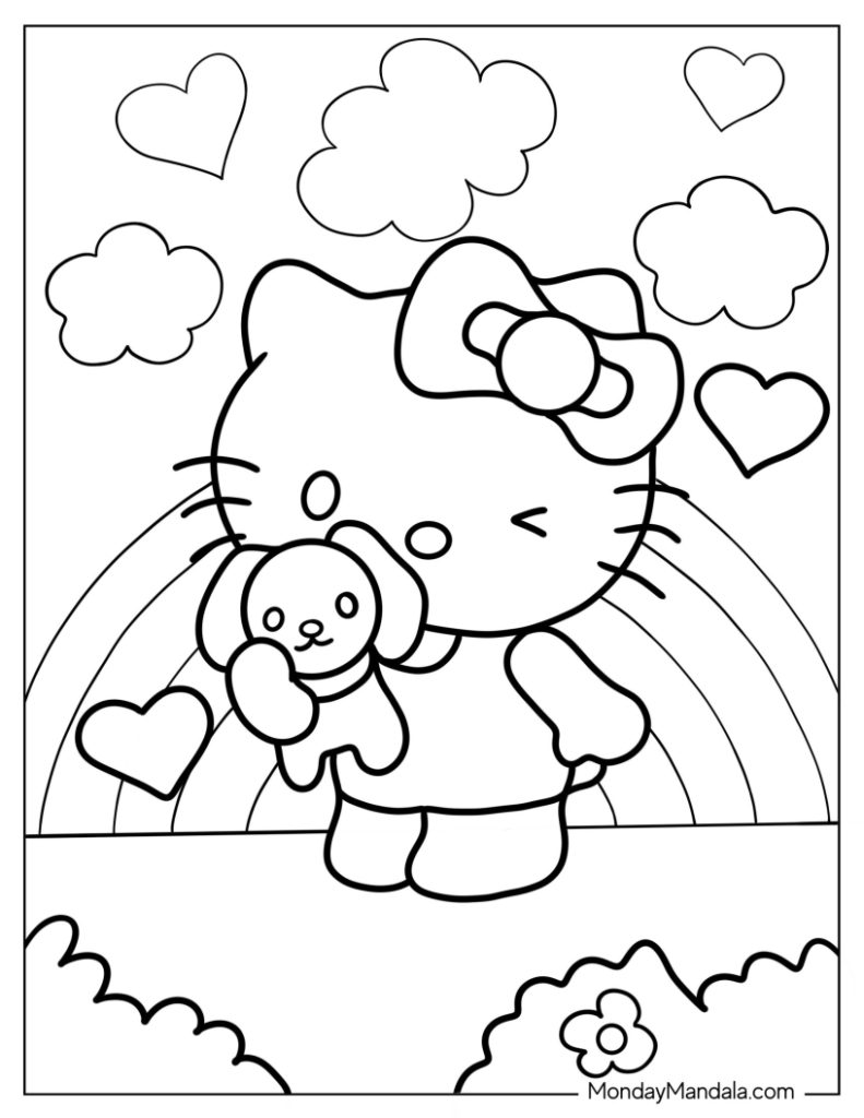 Hello kitty coloring pages free pdf printables