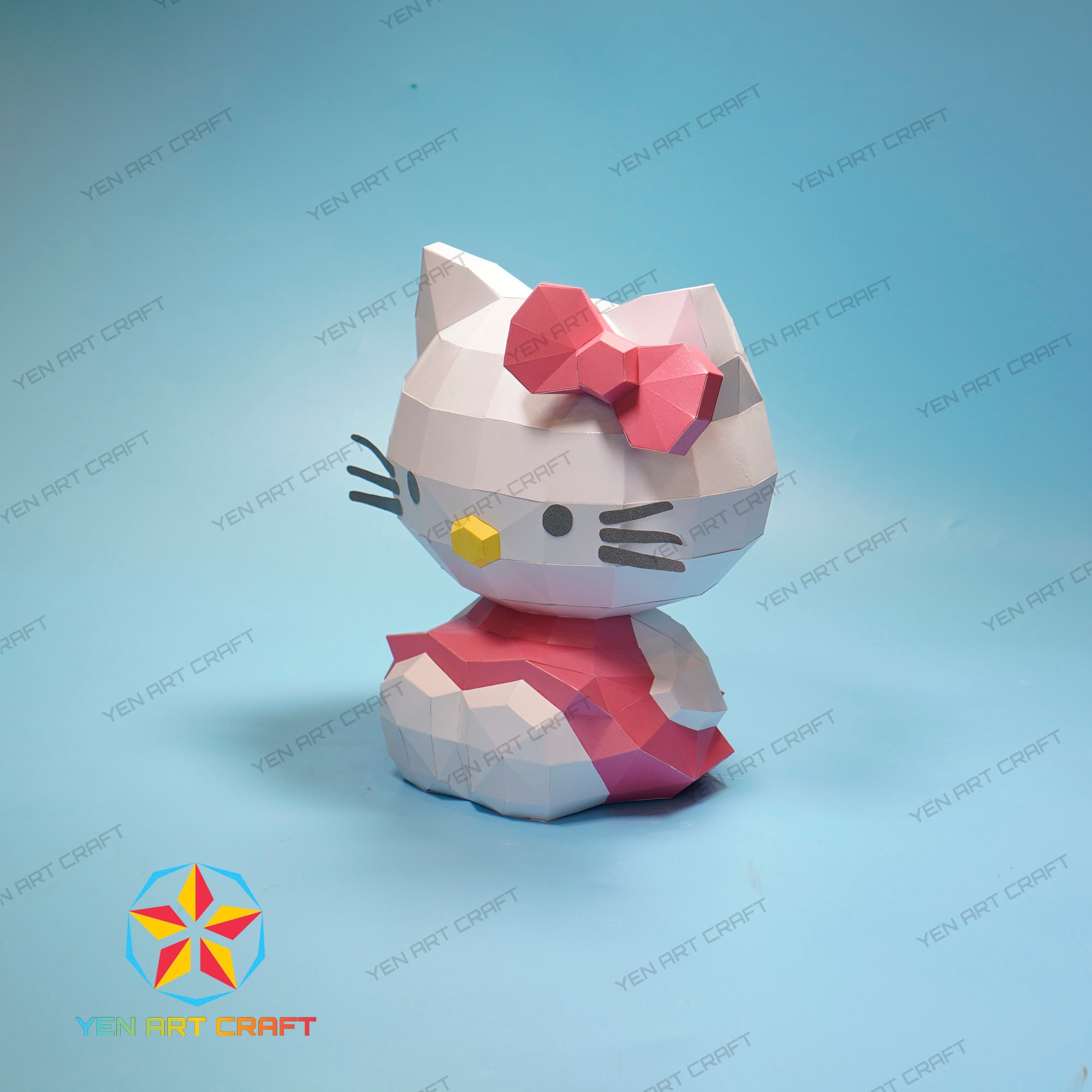 D papercraft kawaii kitty pdf svg template d kitty paper craft diy craft kit low poly kitty decor origami svg files for cricut