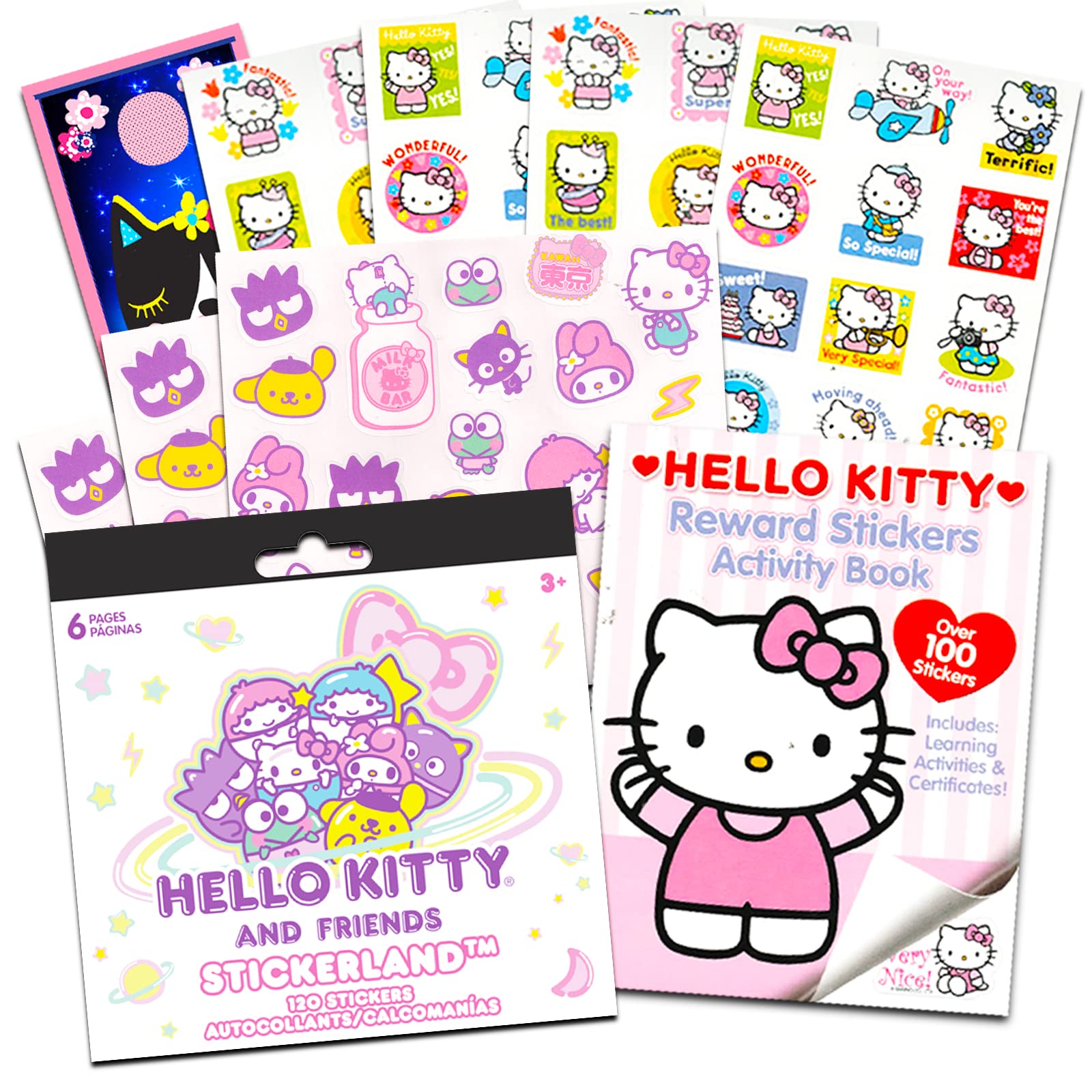 Hello sanrio kitty sticker books for kids adults super set pc bundle with over hello kitty stickers and more sticker sheets hello kitty party favors toys games