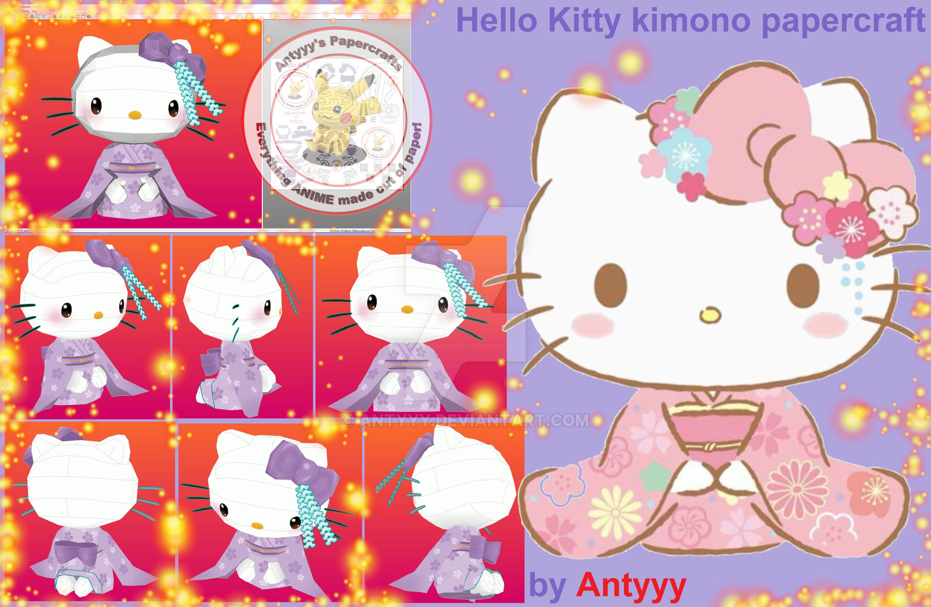 Hello kitty kimono papercraft by antyyy on