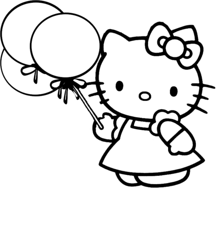 Its a party with kitty coloring page free printable coloring pages