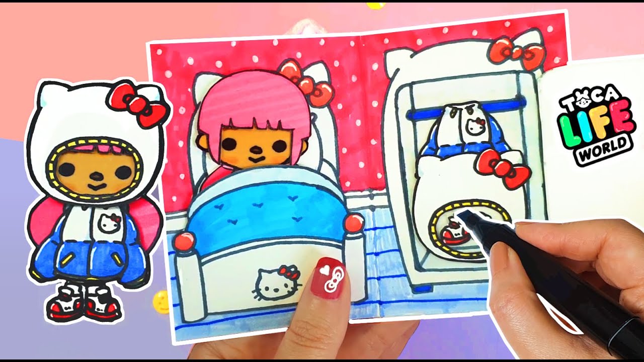 How to draw hello kitty ð mini house tutorial toca boca paper quiet book diy