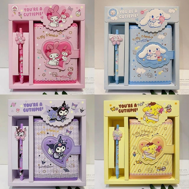 New sanrio hello kitty my melody cinnamoroll cute cartoon four coloring pages handbook stationery kawaii anime notebook gift box