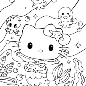 Hello kitty mermaid coloring pages printable for free download