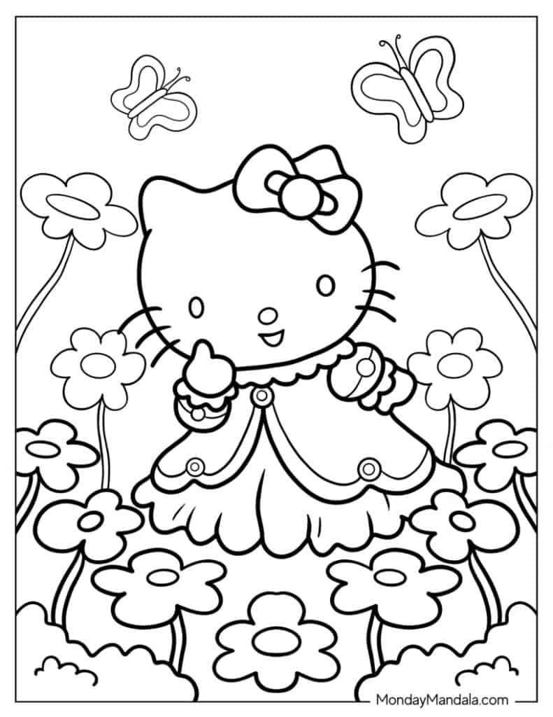 Hello kitty coloring pages free pdf printables