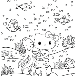 Hello kitty mermaid coloring pages printable for free download