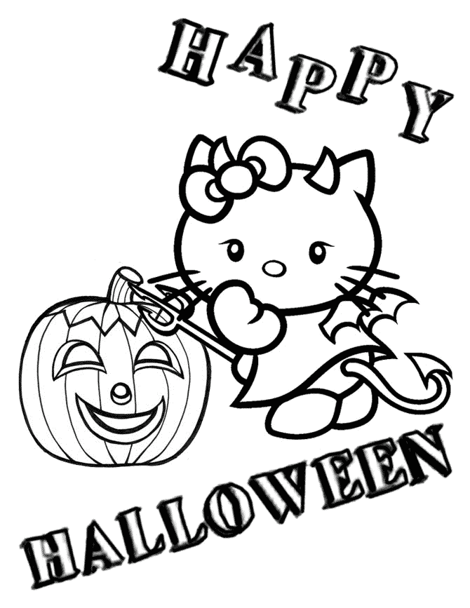 Hello kitty halloween coloring pages