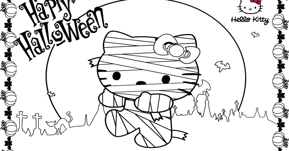 Hello kitty halloween coloring pages team colors