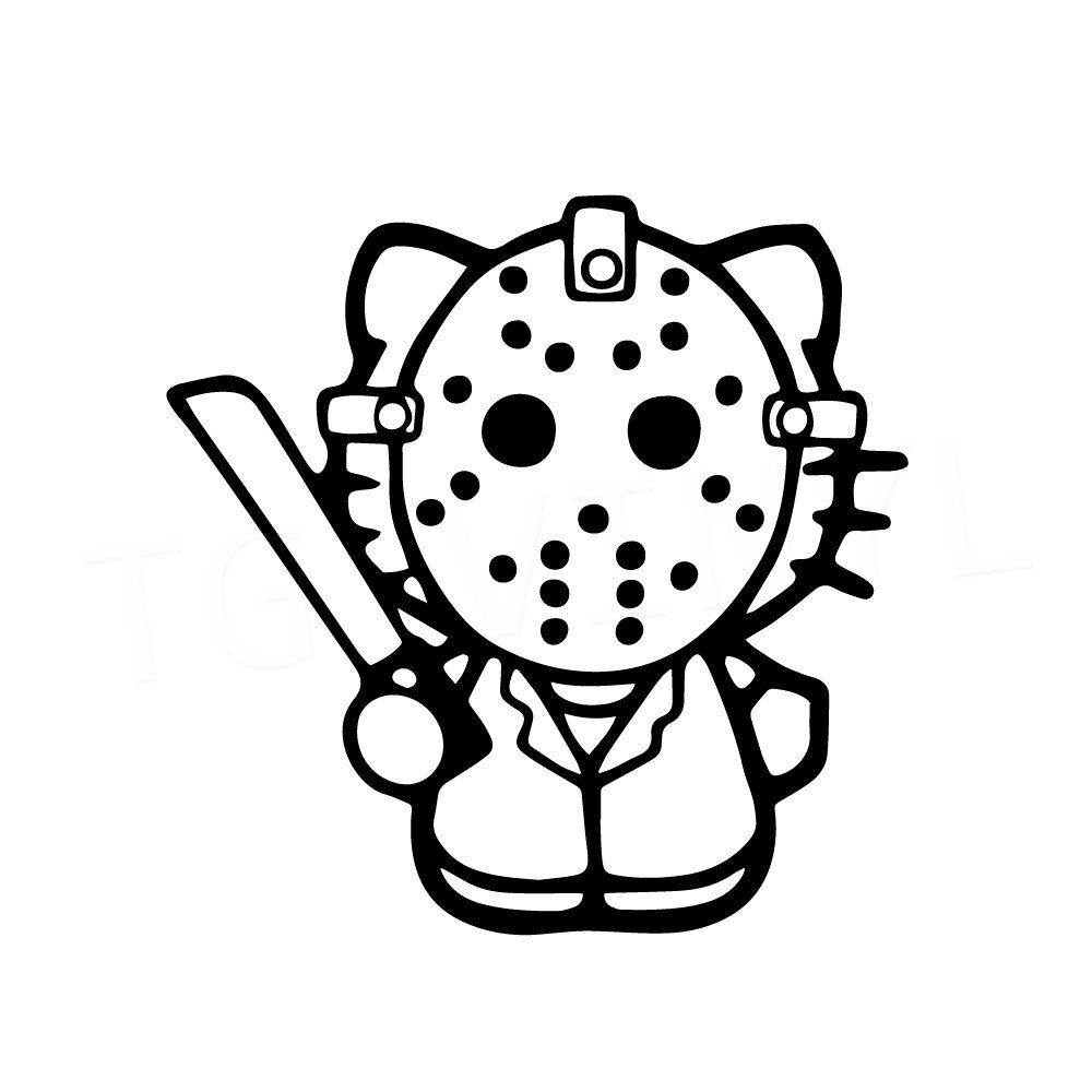 Hello kitty jason vinyl decal sticker car window laptop friday th halloween