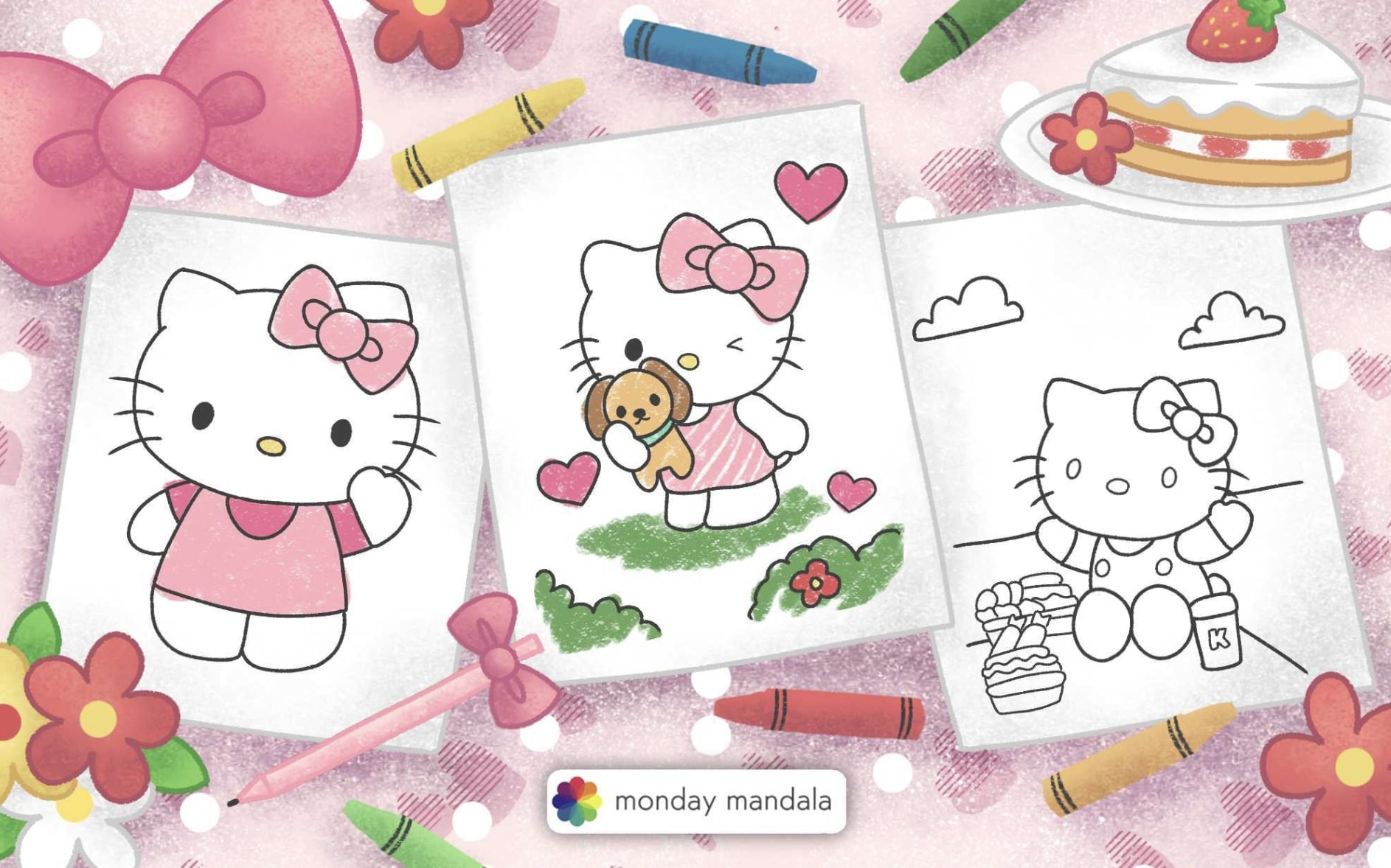 Hello kitty coloring pages free pdf printables