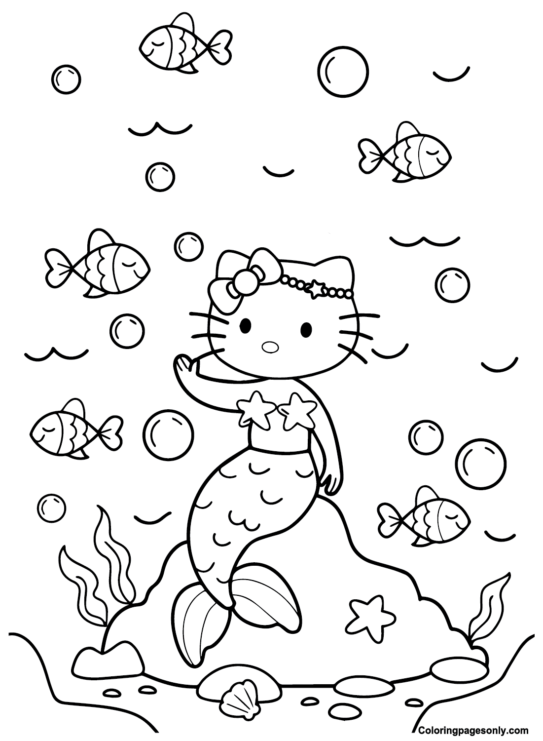 Hello kitty mermaid coloring pages printable for free download