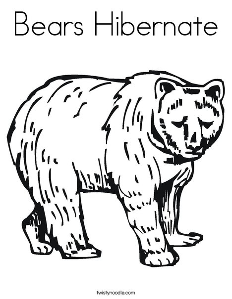 Bears hibernate coloring page