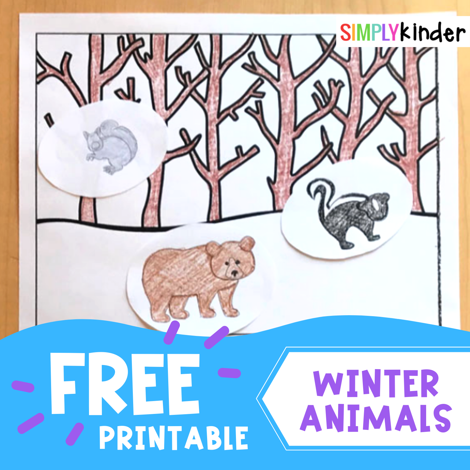 Free winter animals printable worksheets