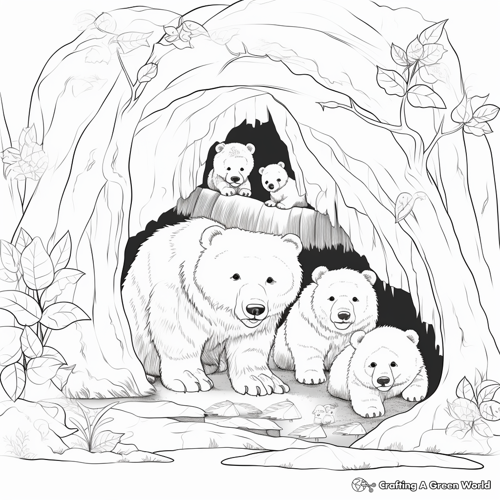 Hibernating bear coloring pages