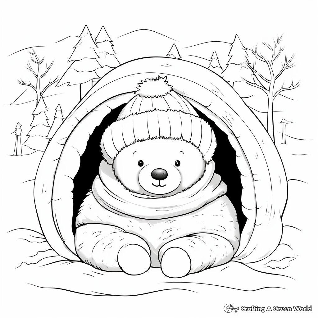 Hibernating bear coloring pages