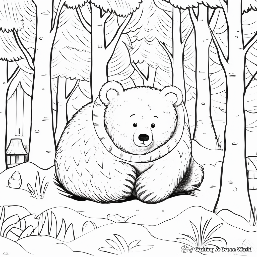 Hibernating bear coloring pages