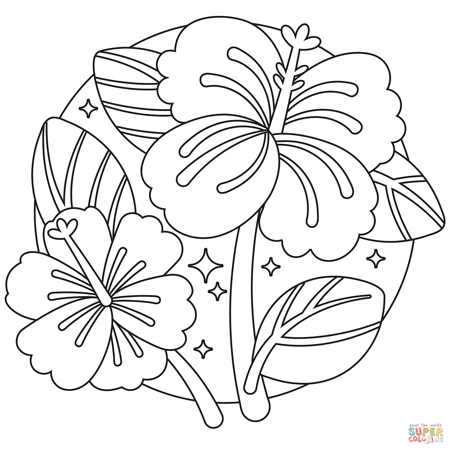 Hibiscus coloring page free printable coloring pages