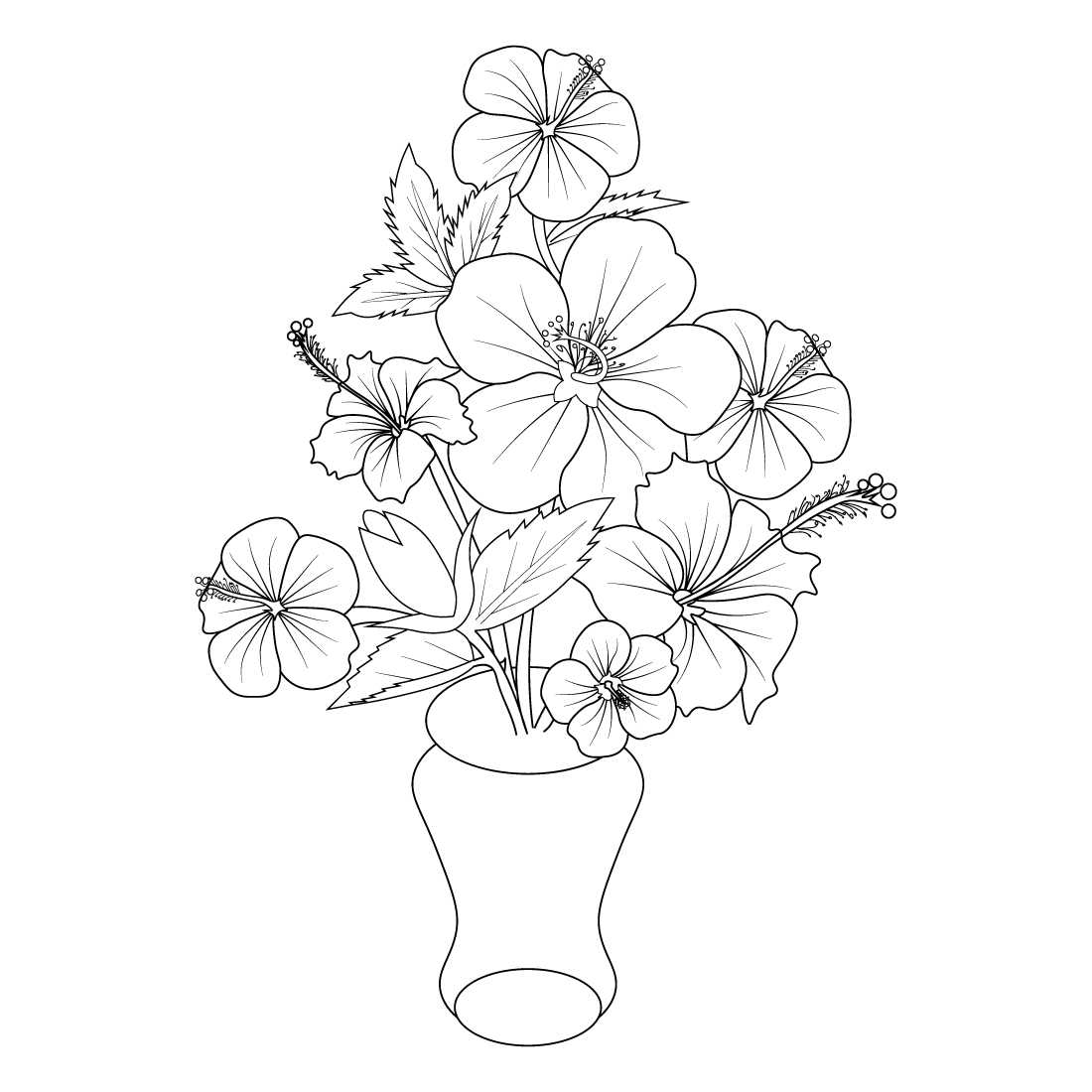 Hibiscus flower coloring pages china rose flower drawing realistic hibiscus flower coloring pages