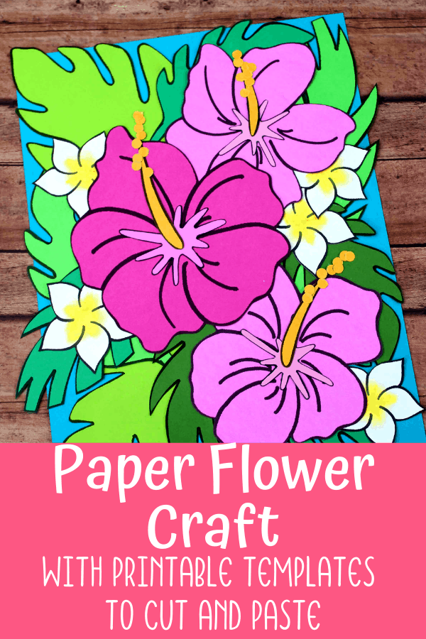 Paper flower card with printable flowers