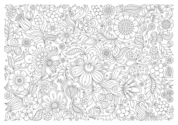 Thousand coloring page floral border royalty