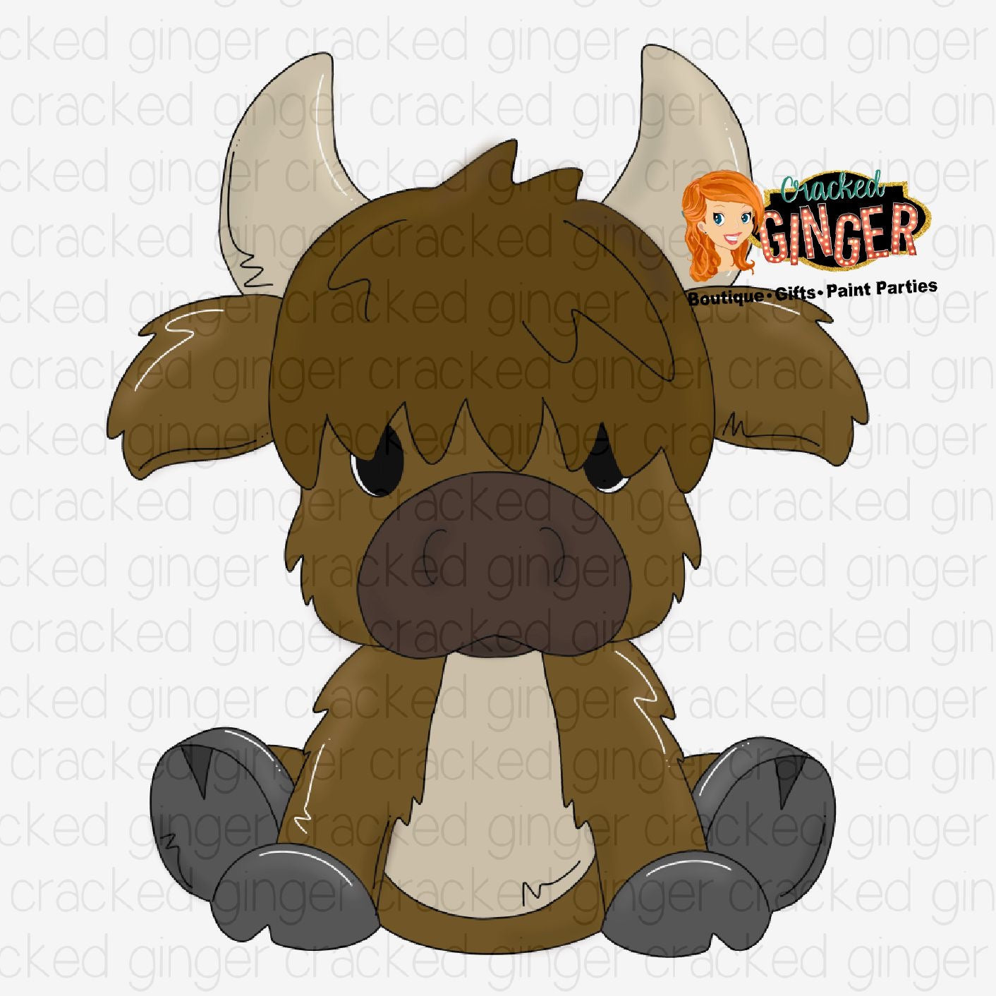 Highland cow template â cracked ginger