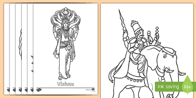 Hindu gods names and words louring page teacher made