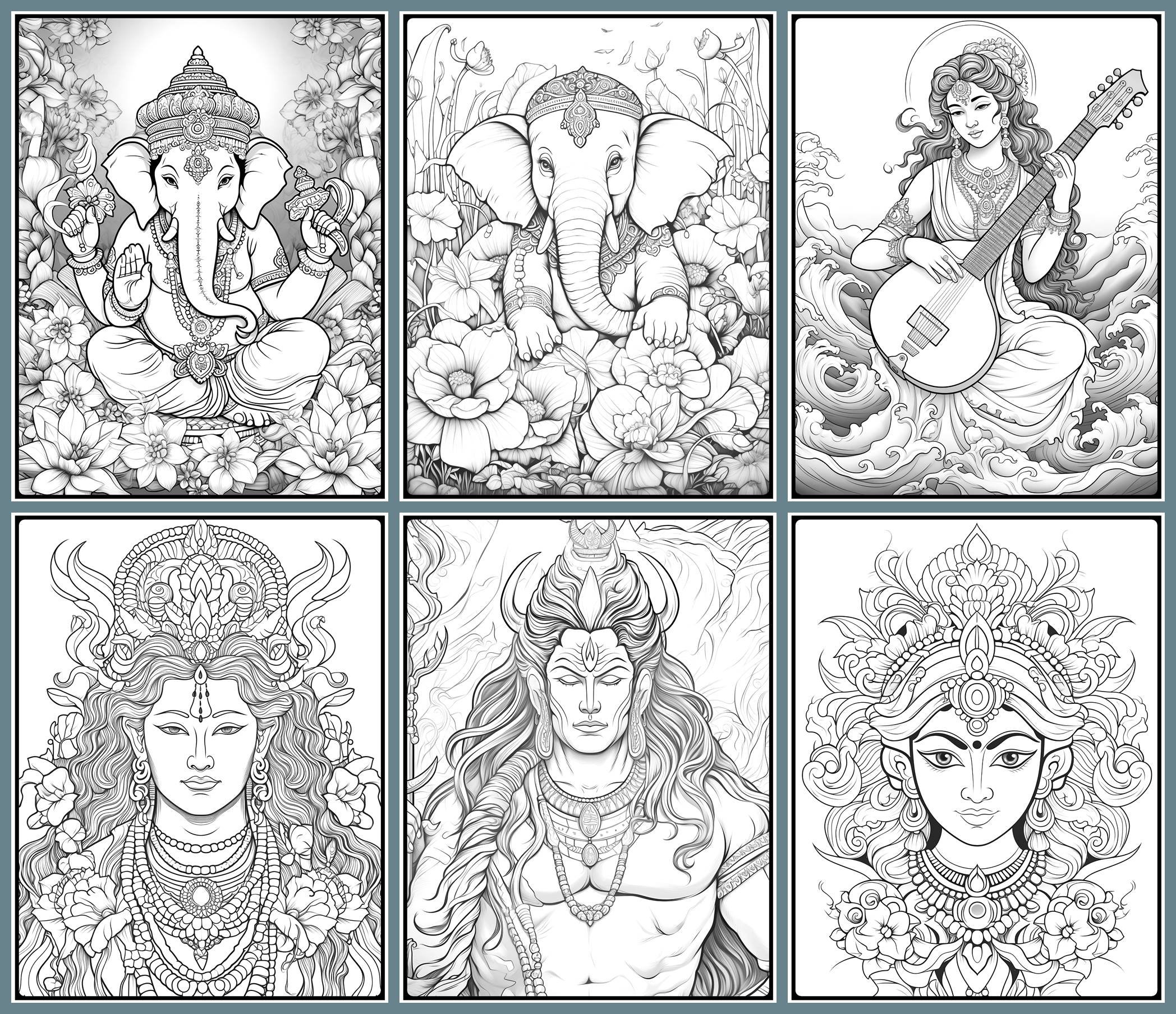 Hinduism coloring pages adults printable coloring page hinduist religion hindu religion drawings coloring pages book