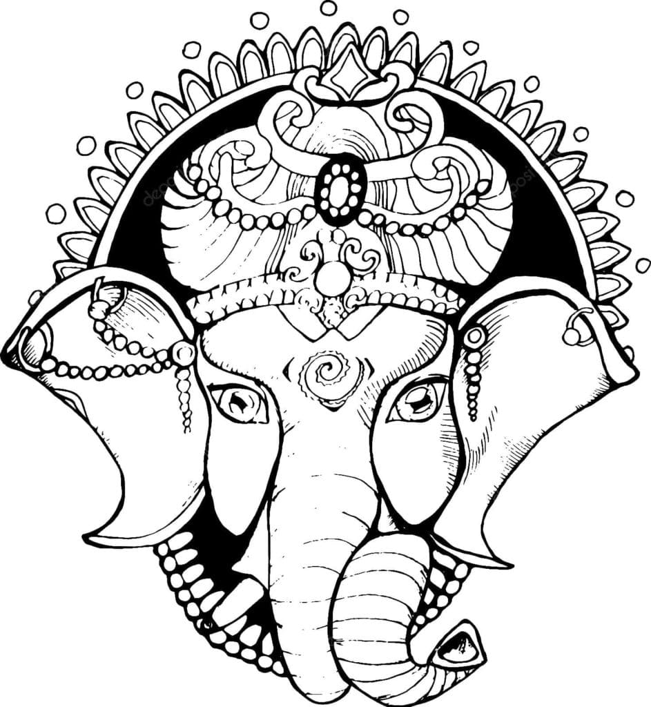 The hindu god of wisdom ganesha coloring page