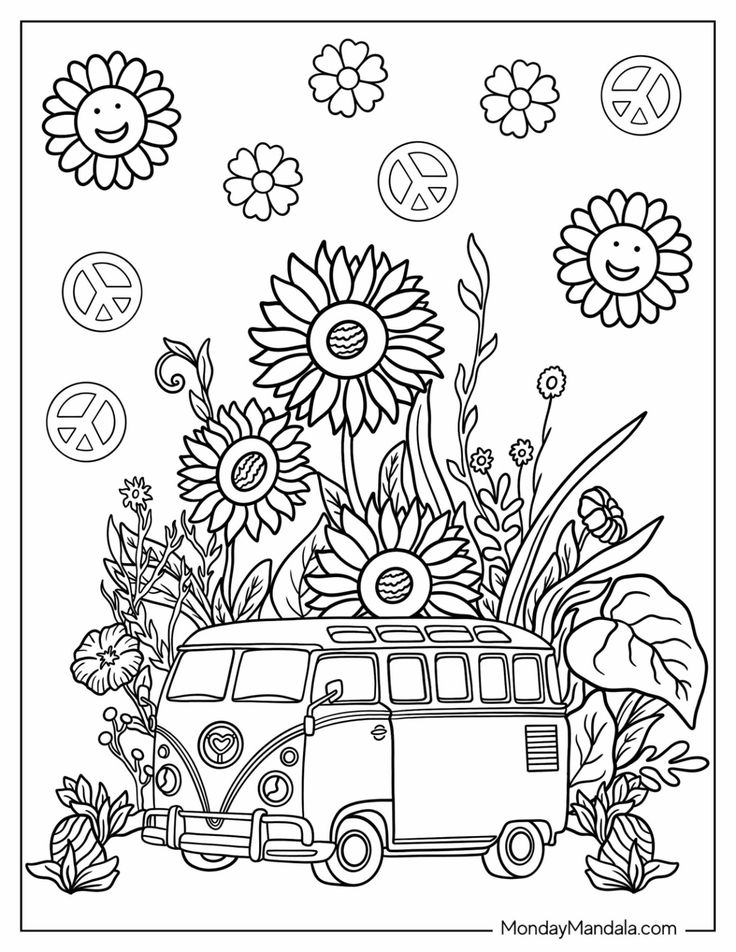 Hippie coloring pages free pdf printables butterfly coloring page coloring book art coloring pages