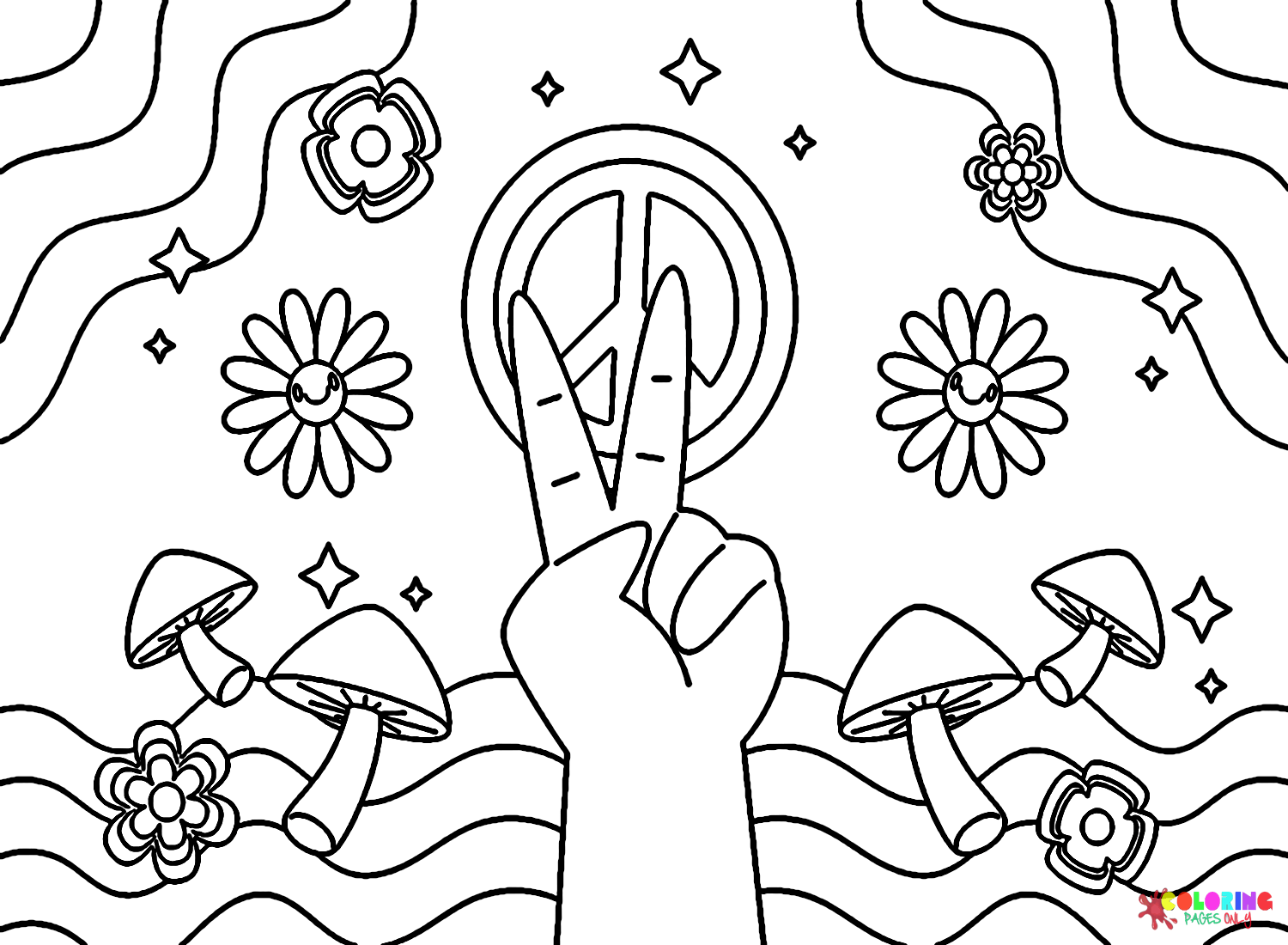 Hippie coloring pages printable for free download