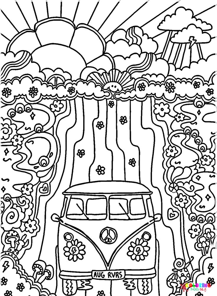 Hippie coloring pages