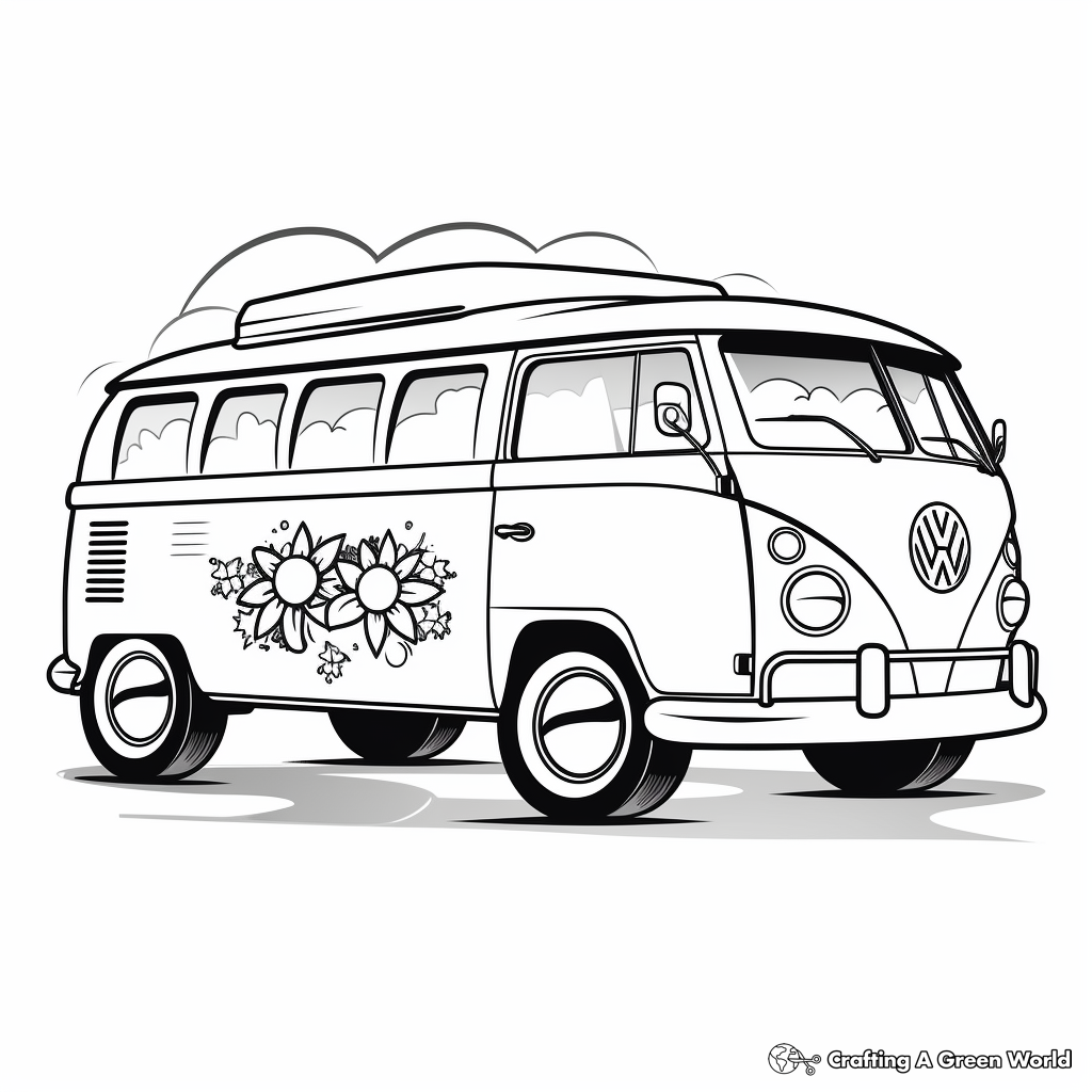 Hippie van coloring pages