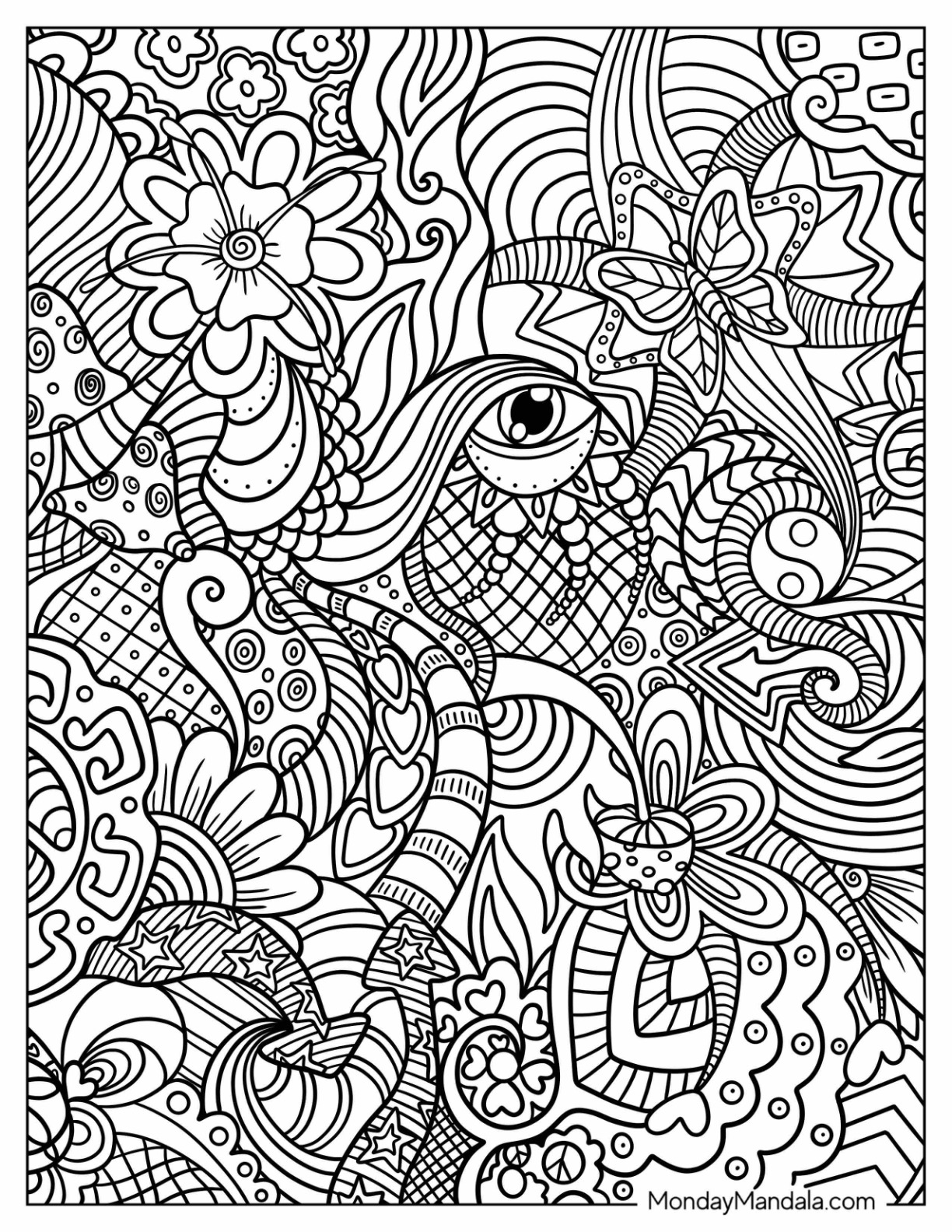 Hippie coloring pages free pdf printables