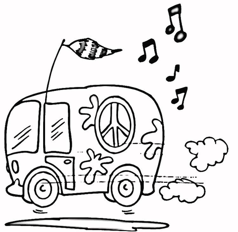 Hippie bus coloring page free printable coloring pages