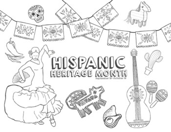 Hispanic heritage month coloring page by laura rosen tpt