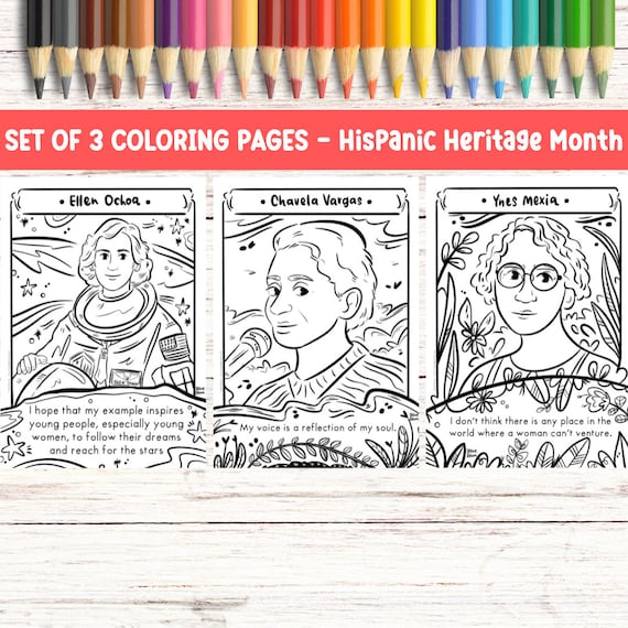 Hispanic heritage month coloring page printable latino culture educational coloring sheet latina famous women printable hispanic history