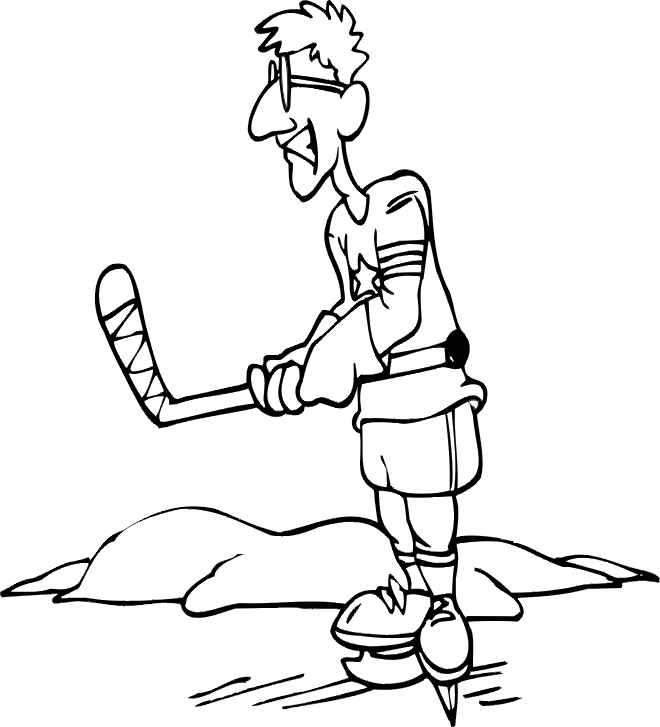 Hockey coloring page hockey player on outdoor rink