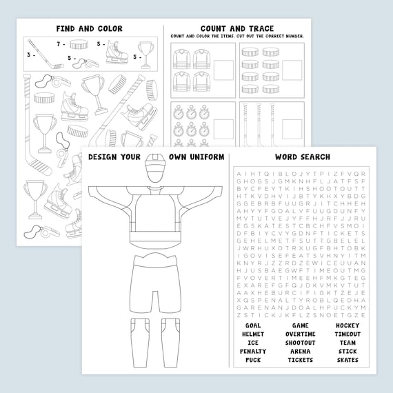 Hockey activity pages hockey coloring pages digital printable instant download