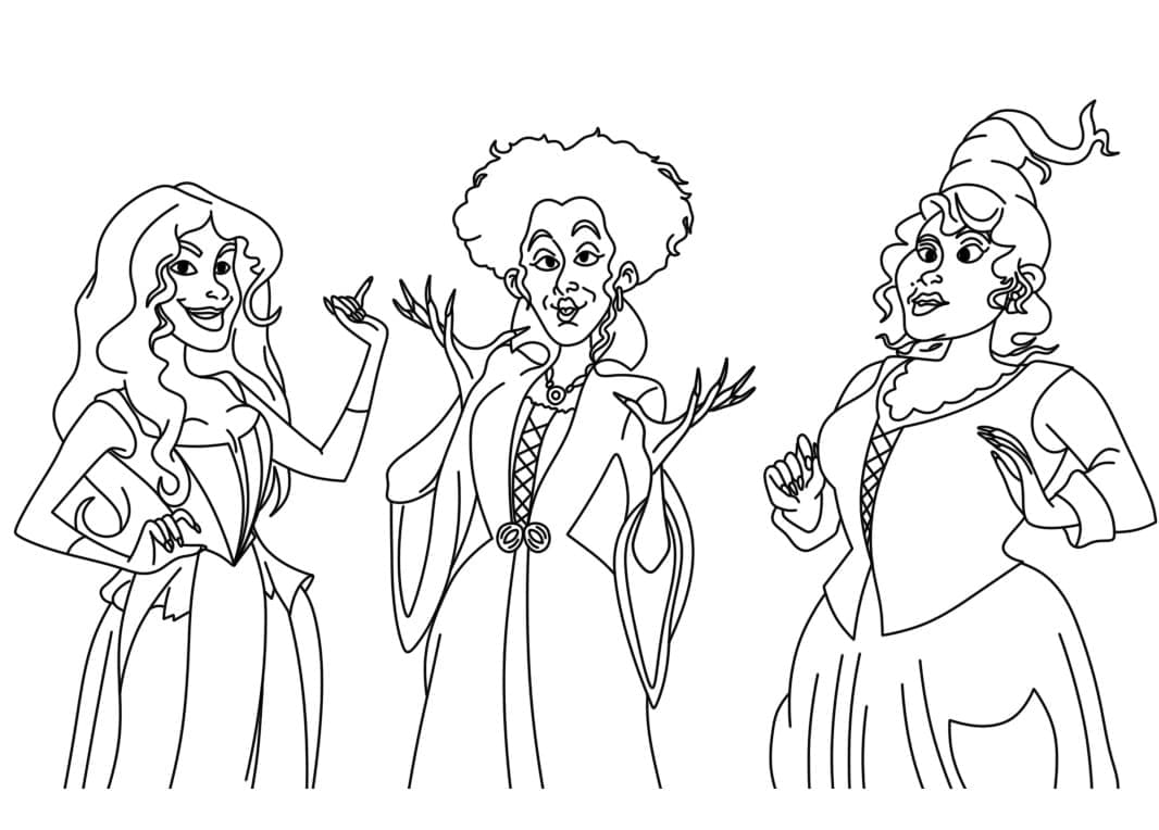 Hocus pocus characters coloring page