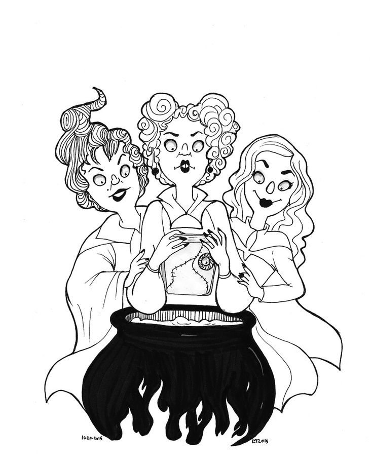 Hocus pocus an art print by leann moffitt halloween coloring halloween coloring pages halloween coloring book