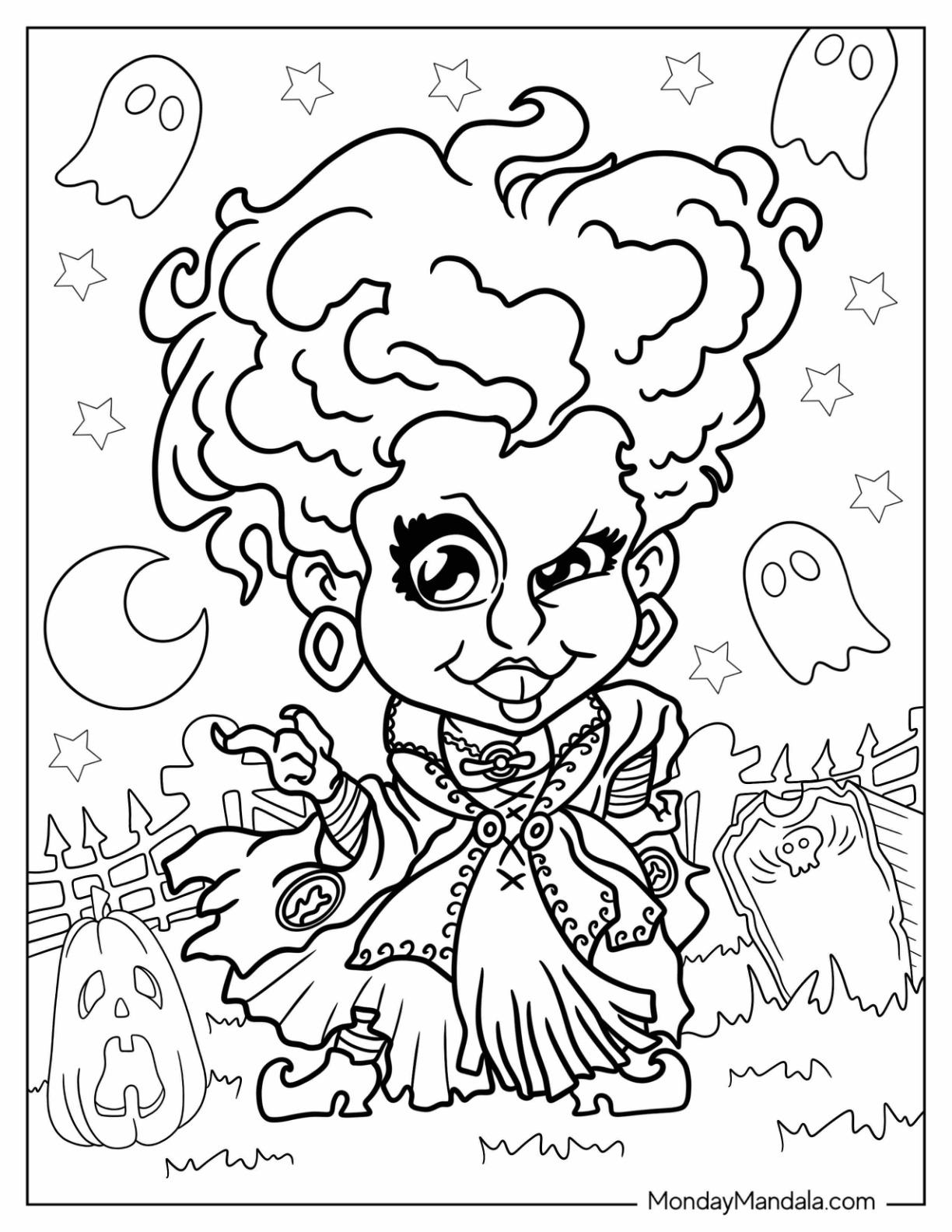 Hocus pocus coloring pages free pdf printables