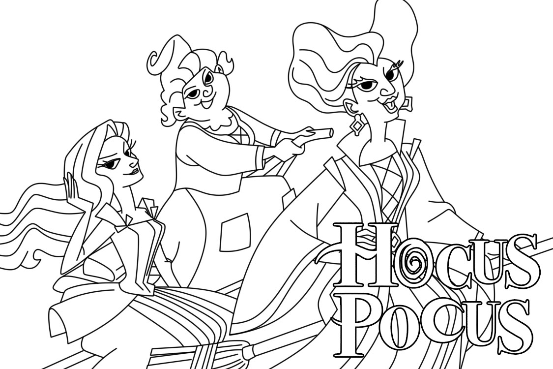 Disney hocus pocus cartoon coloring page printable