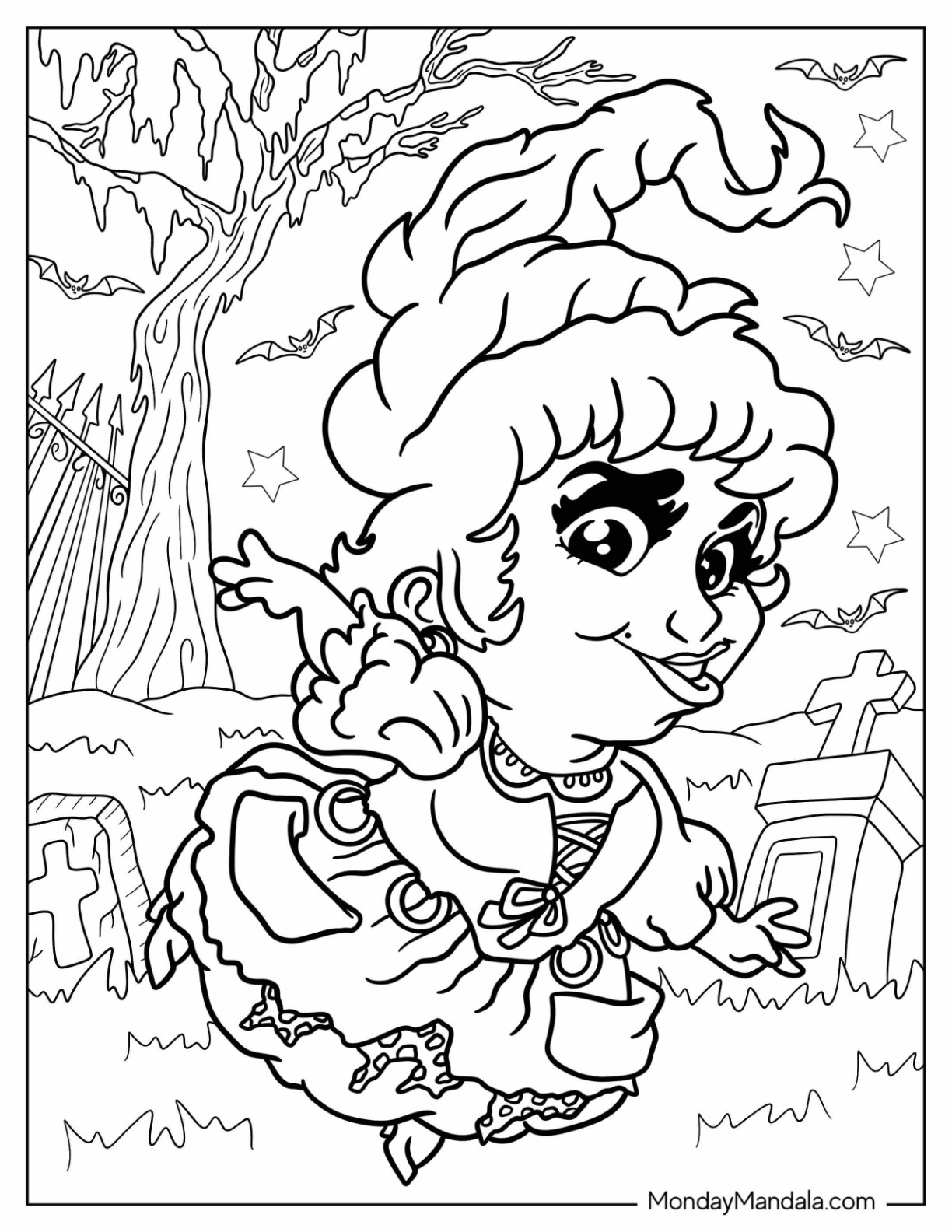 Hocus pocus coloring pages free pdf printables