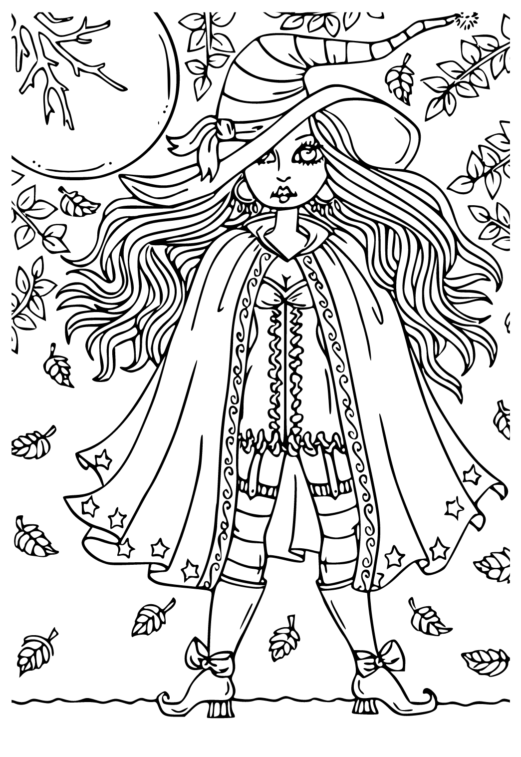 Free printable hocus pocus witch coloring page for adults and kids