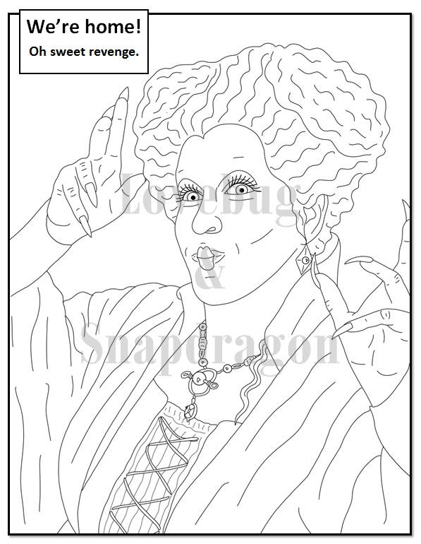 Hocus pocus digital coloring book instant printable pdf halloween activity rainy day art therapy coloring page party fun witches